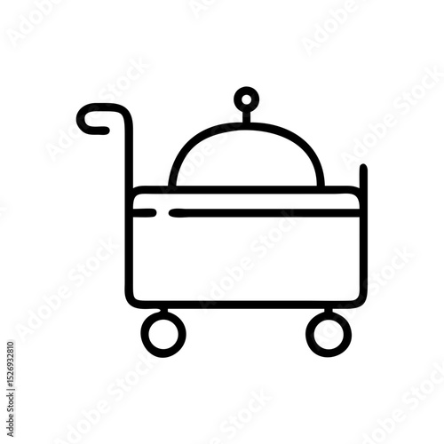 Hotel room service trolley outline icon, isolated on white background