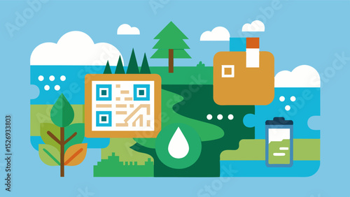 A QR code that links to a website with more information about the drought and water conservation efforts in the community.. Vector illustration