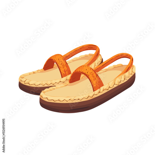2D flat Espadrilles vector illustration, isolated on a white background.