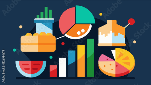 A visual of a persons monthly budget with a significant portion dedicated to food expenses representing the strain on individuals finances due to rising food prices.. Vector illustration