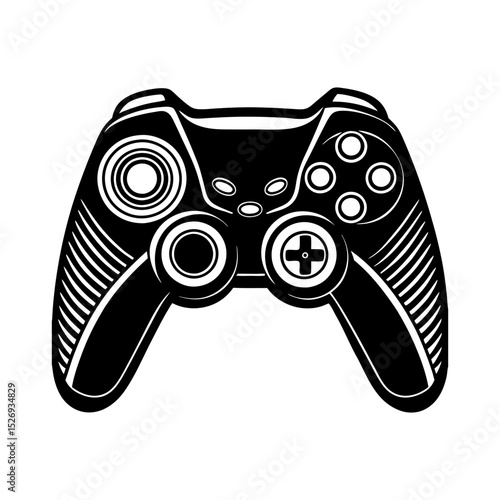 game controller concave buttons vector art silhouette