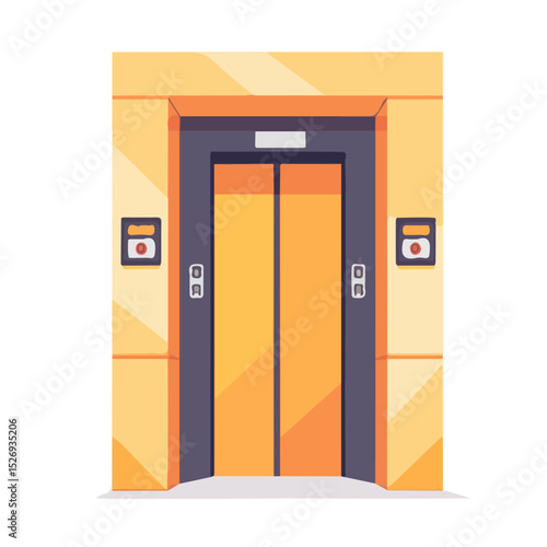 Elevators 2D flat vector illustration, isolated on a white background.