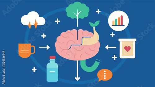 Gaining a deeper understanding of the braingut connection and how it impacts overall health in our gutbrain workshop.. Vector illustration