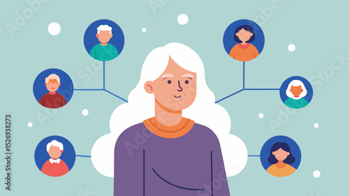 Tracing Our Heritage With each photo added to the family tree an elderly person takes a journey through their ancestry from distant lands and cultures to the present. Along the way. Vector