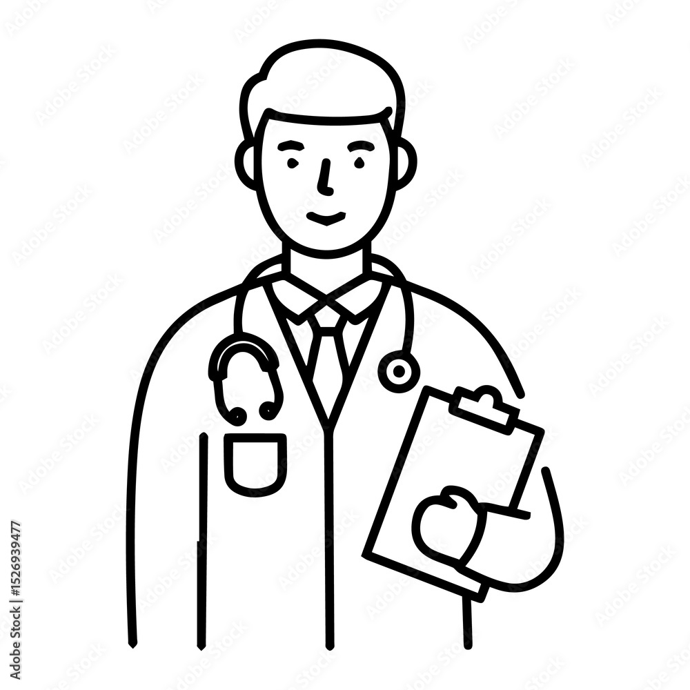 Professional Male Doctor or Physician Line Art Illustration Healthcare, Medical, Clinic, Hospital, Wellness Professional Male Doctor or Physician Line Art Illustration Healthcare, Medical, Clinic, Hospital, Wellness