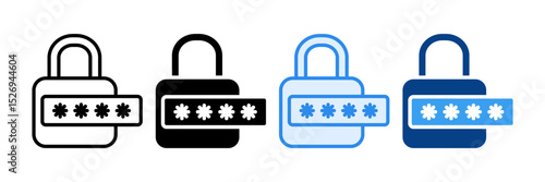 Password Protection Icon Set Multiple Style Collection