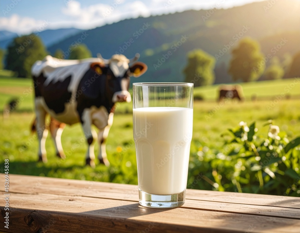 Glass of Fresh Milk on a Farm Table Glass of Fresh Milk on a Farm Table