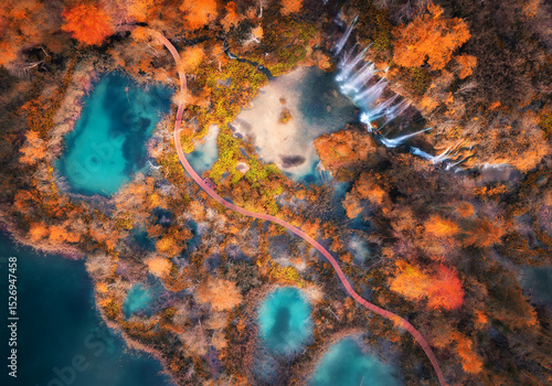 Aerial view of waterfall in...