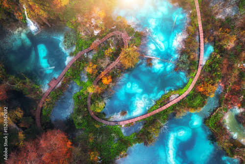 Aerial view of blue lakes i...