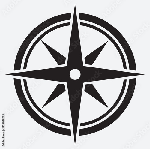 compass navigation icon silhouette vector art illustration, compass on black background
