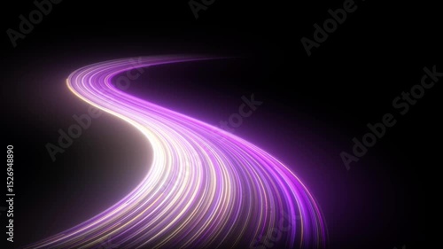A futuristic abstract blue light trail on a dark background. The glowing digital flow resembles data streams or energy curves, perfect for technology-themed designs, backgrounds, or sci-fi interfaces.