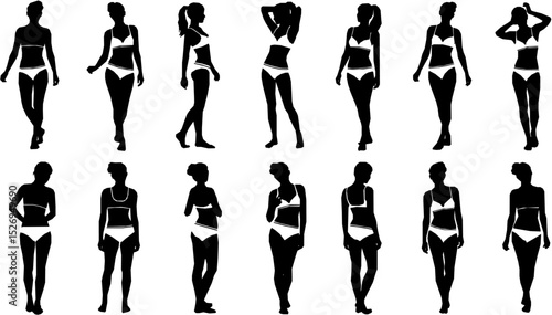 woman in underwear. flat vector silhouette
