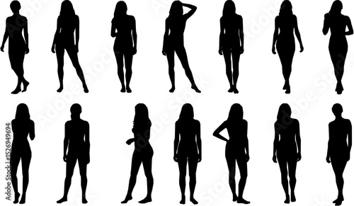woman in underwear. flat vector silhouette
