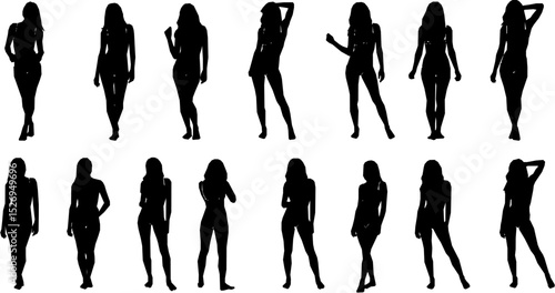 woman in underwear. flat vector silhouette
