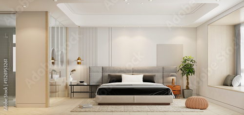 3d render modern bedroom