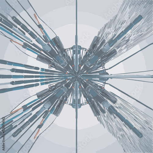 Futuristic energy grid diagram with AI nodes directing energy flow; flat vector style, white background