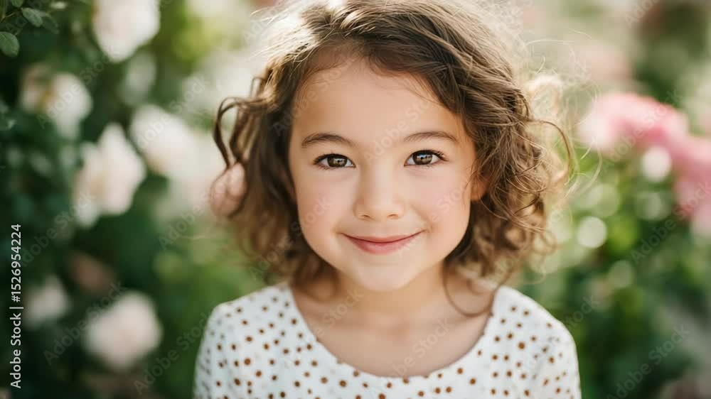 Joyful Latina Girl Smiling in Garden Surrounded by Roses Joyful Latina Girl Smiling in Garden Surrounded by Roses