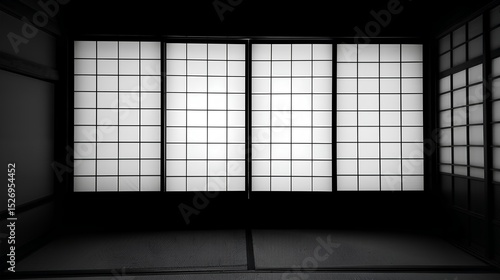 black and white japanese shoji with tatami
