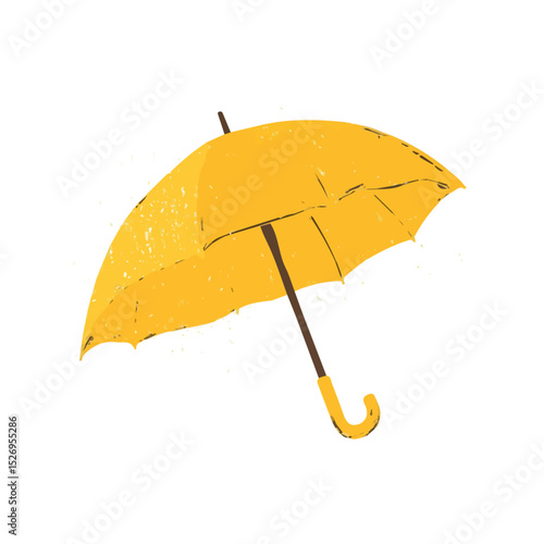2D flat Child Yellow Umbrella Rain illustration vector, isolated on a white background.