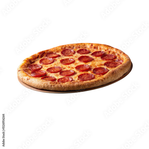 Pepperoni pizza on plate isolated on transparent background
