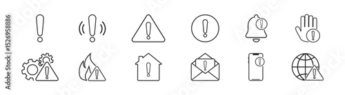 Set of warning signs. Warning symbols with exclamation mark, fatal error message, danger icons, attention sign.