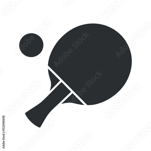 Minimalist Table Tennis Icon Featuring a Paddle and Ball on a Clean White Background for Sport and Recreation