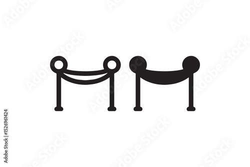 Comparison of two black stanchions with round and rope tops.