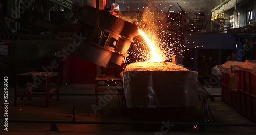 Fotografie The molten metal is poured into