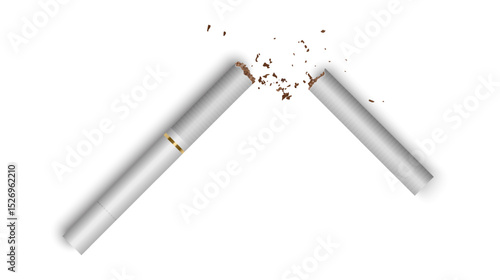 A broken cigarette a symbol of a cigarette's harm to health