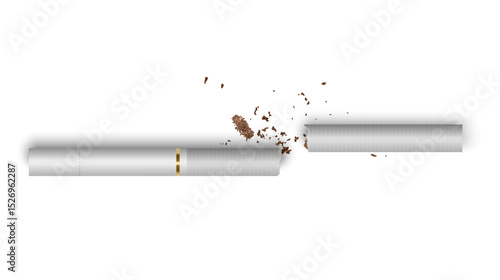 A broken cigarette a symbol of a cigarette's harm to health