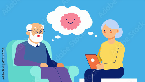 Throughout the therapy session the elderly persons mood improved and they expressed a renewed sense of hope and optimism for their future. The psychologist reminded them that its. Vector illustration
