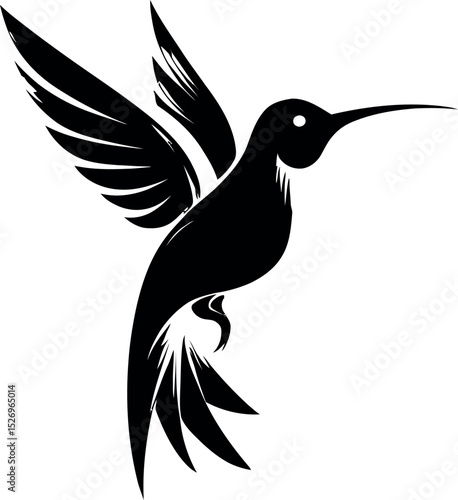Black and White hummingbird – Minimalist Line Art Vector Illustration for Logo or Print Design