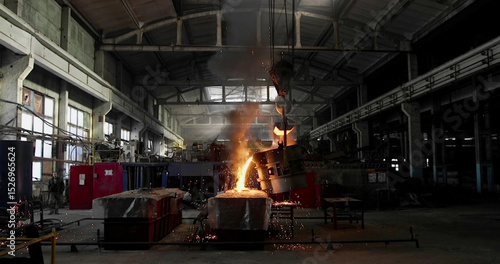 Hot molten steel in a smithy