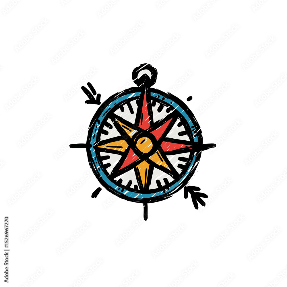 Obraz premium colorful compass rose illustration isolated on white background