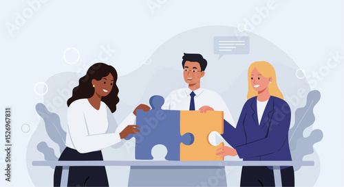 Business teamwork with puzzle pieces