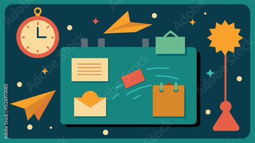 Like a time capsule a memory board can transport us back to a specific moment in time evoking all the emotions and details that we may have forgotten.. Vector illustration