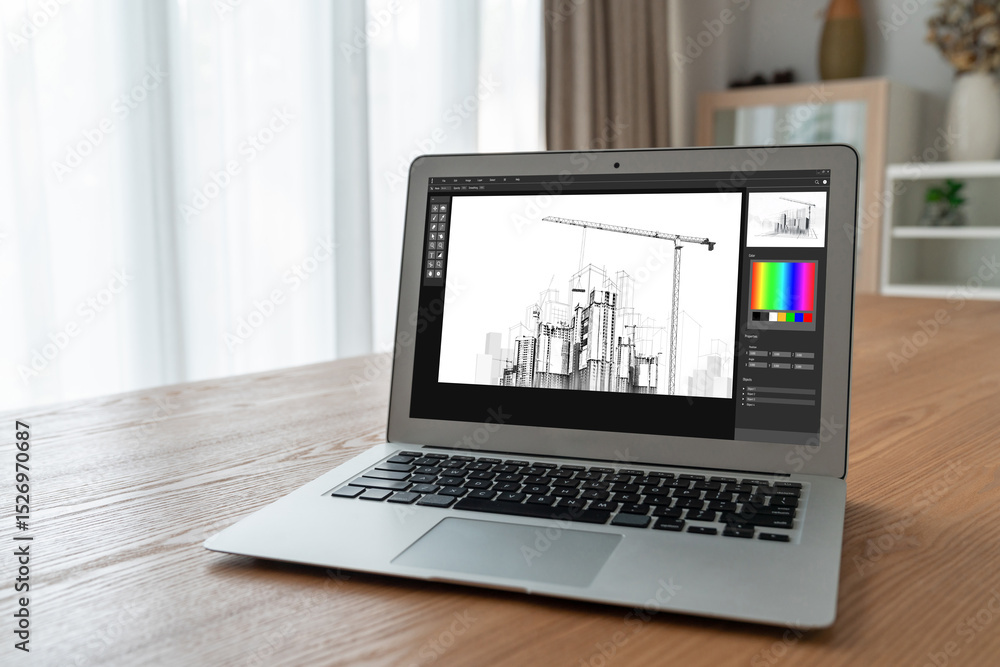 Fototapeta premium Architectural design modish software application for architect business and professional designer