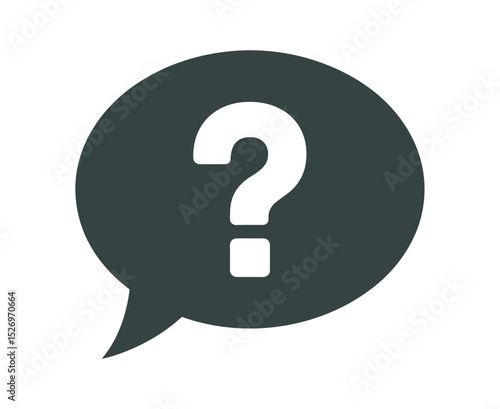 Question Mark in Speech Bubble Icon for Communication and Inquiry Asking Questions and Seeking Answers Grey and White