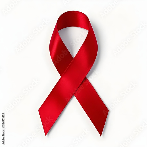 Red awareness ribbon isolated on white background