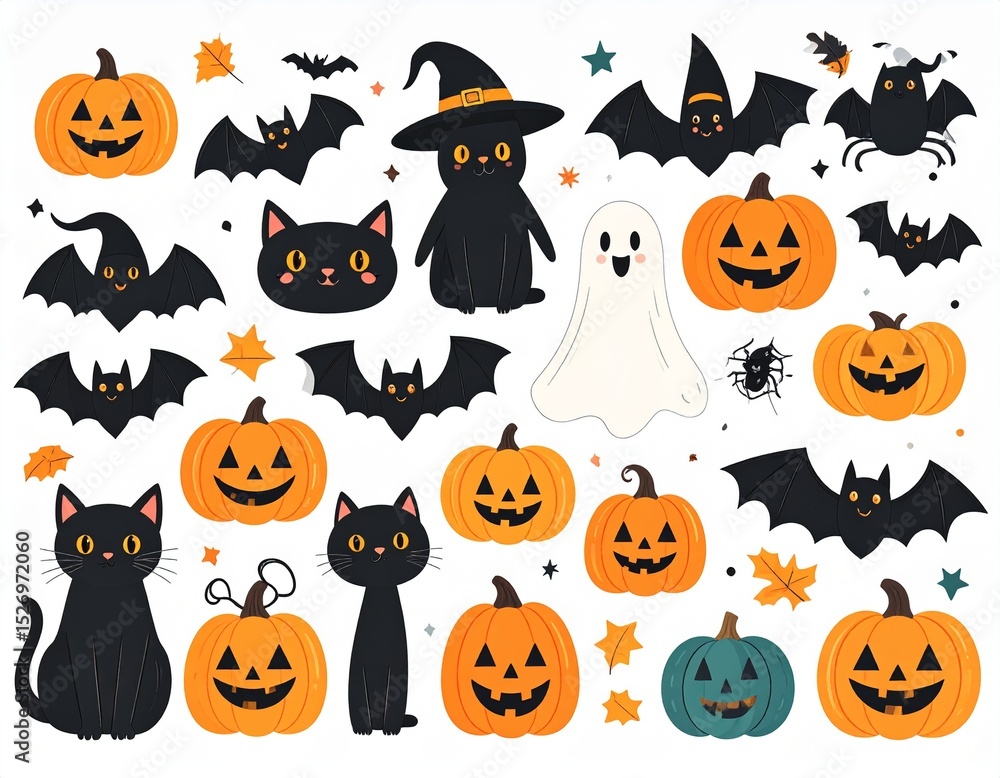 Halloween icons perfect for printing stickers Halloween icons perfect for printing stickers