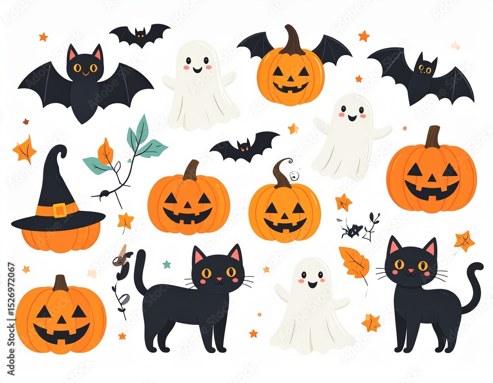 Halloween icons perfect for printing stickers Halloween icons perfect for printing stickers