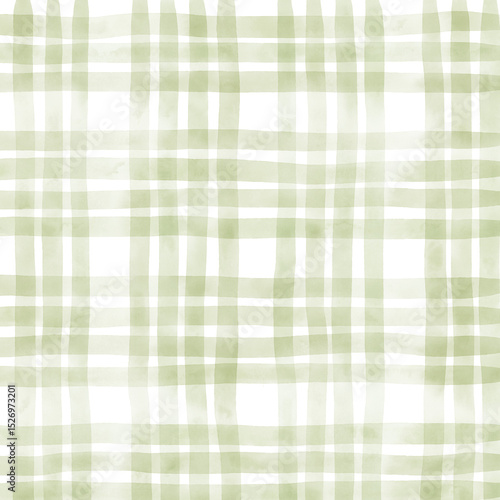 Sage Green Plaid Gingham Check Hand Drawn Background Pattern Overlay