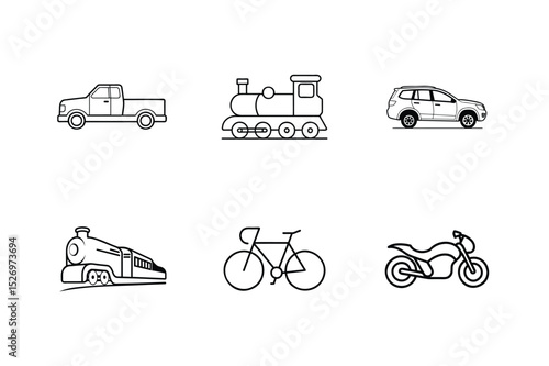 transportation icons set