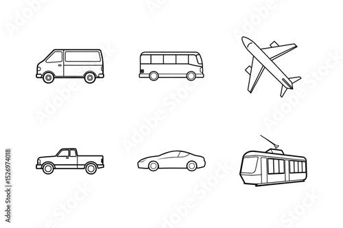 transport icons set
