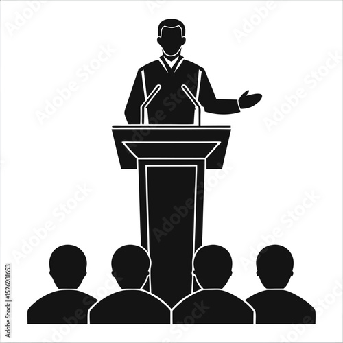 people giving speech silhouette vector illustration