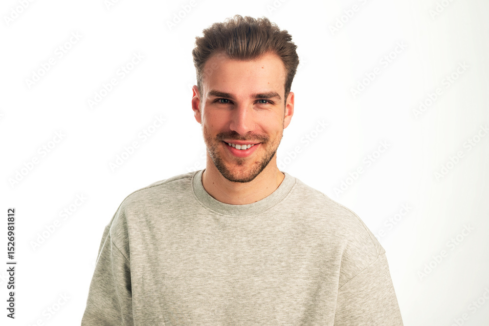 © gzorgz - Headshot of a young man standing against isolated background © gzorgz - Headshot of a young man standing against isolated background