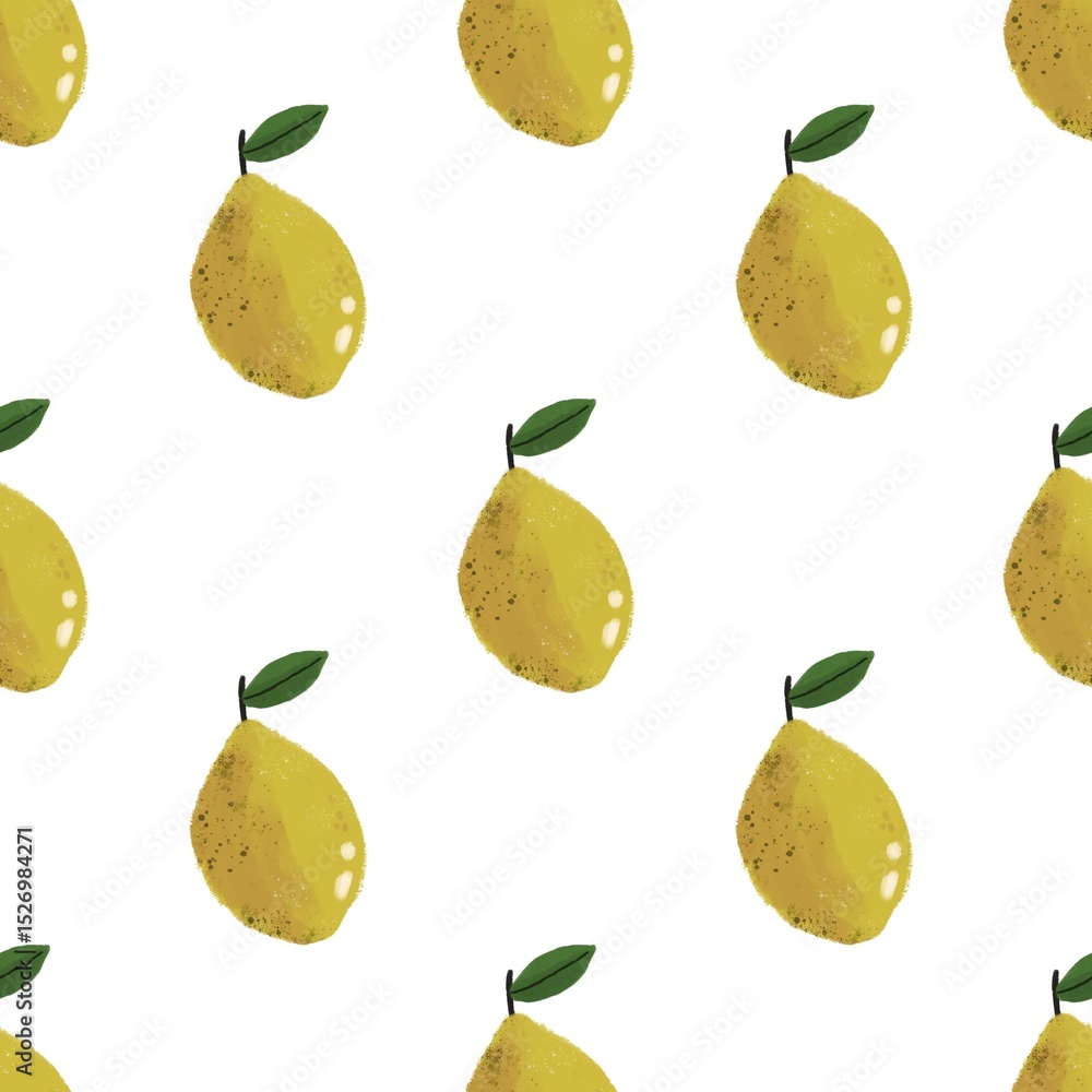 Obraz premium Seamless pattern with cartoon lemons. Colourful illustration flat style. hand drawing. design for fabric, textile, print, wrapper