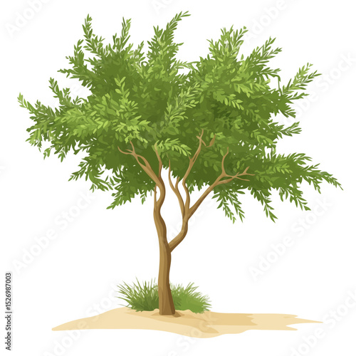2D flat A Tamarisk Tree vector illustration, isolated on a white background.