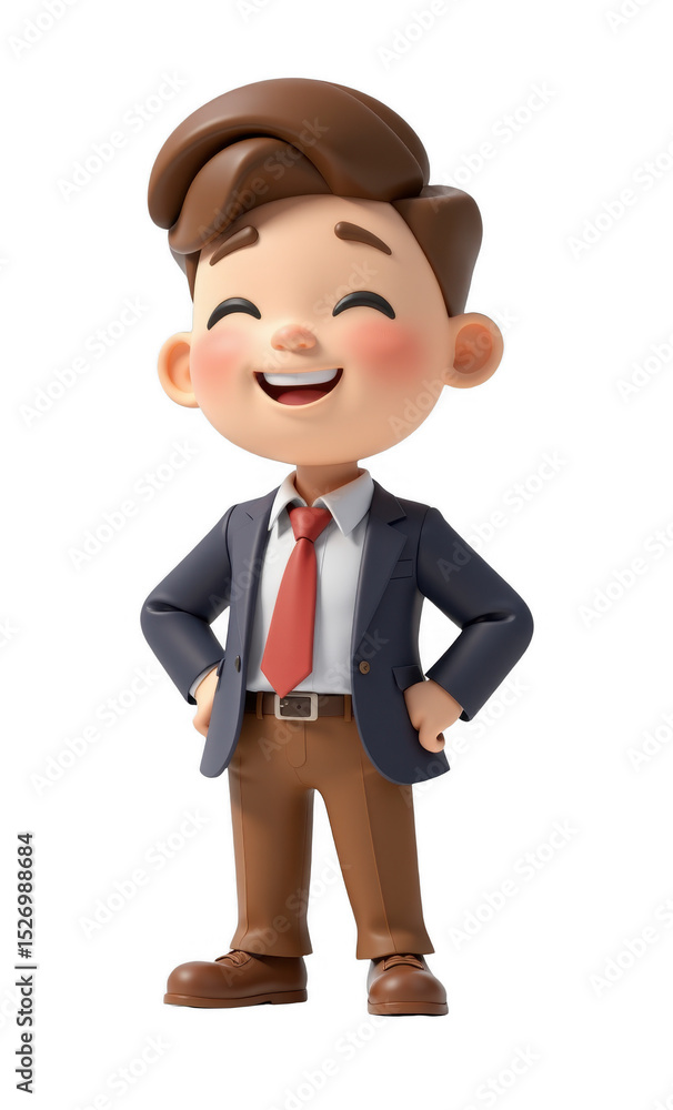 Isolated character model transparent background happy boy in business attire digital art studio environment Isolated character model transparent background happy boy in business attire digital art studio environment