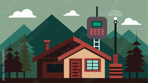 In case of emergencies the lodge has a satellite phone that guests can use to stay connected and call for help if needed.. Vector illustration
